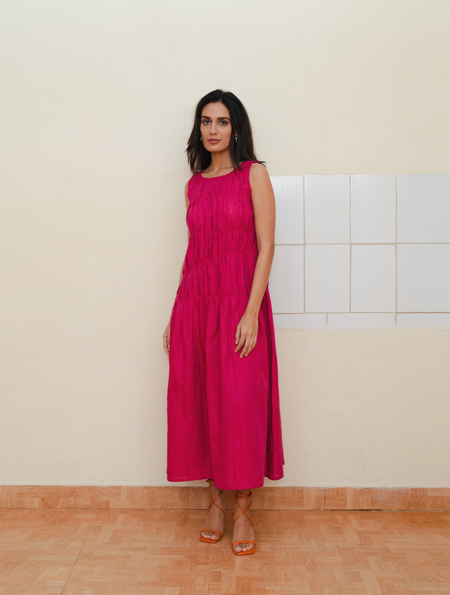 Peria Pink Linen Dress