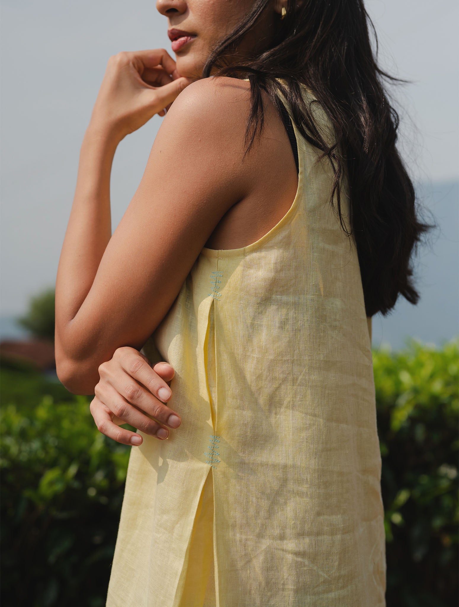 Erin Butter Yellow Linen Dress - Sleeveless Shift, Relaxed Fit for Everyday Wear TUI TUI Erin Butter Yellow Linen Dress - Sleeveless Shift, Relaxed Fit for Everyday Wear TUI TUI