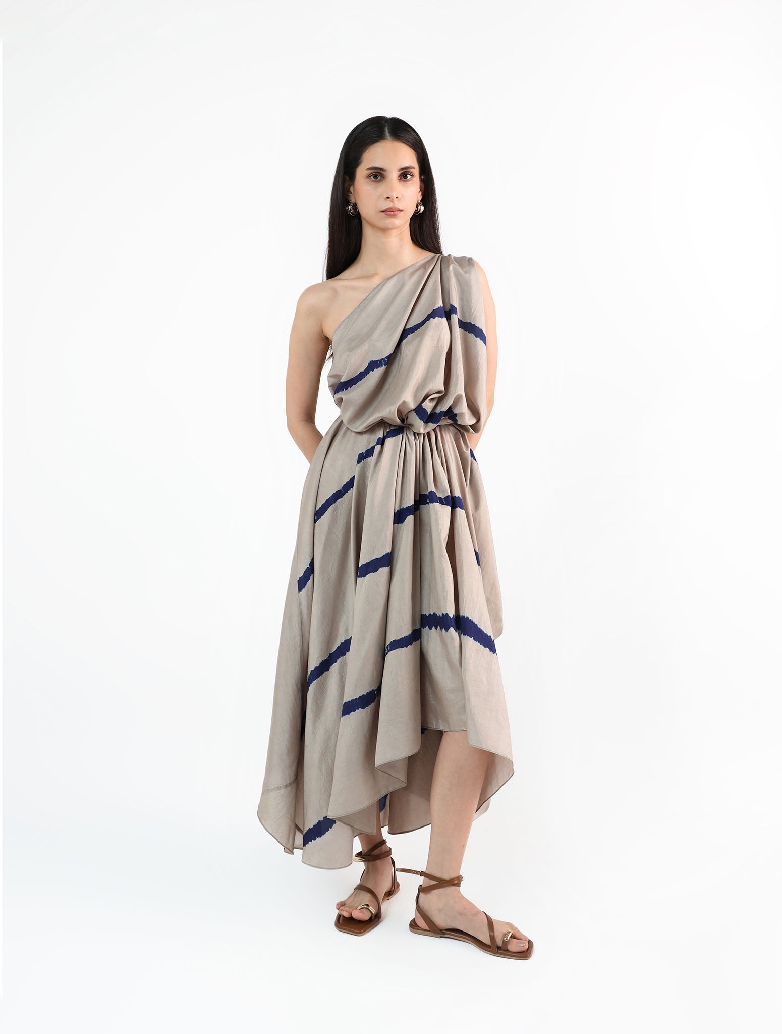 Silver Leheriya Silk Dress