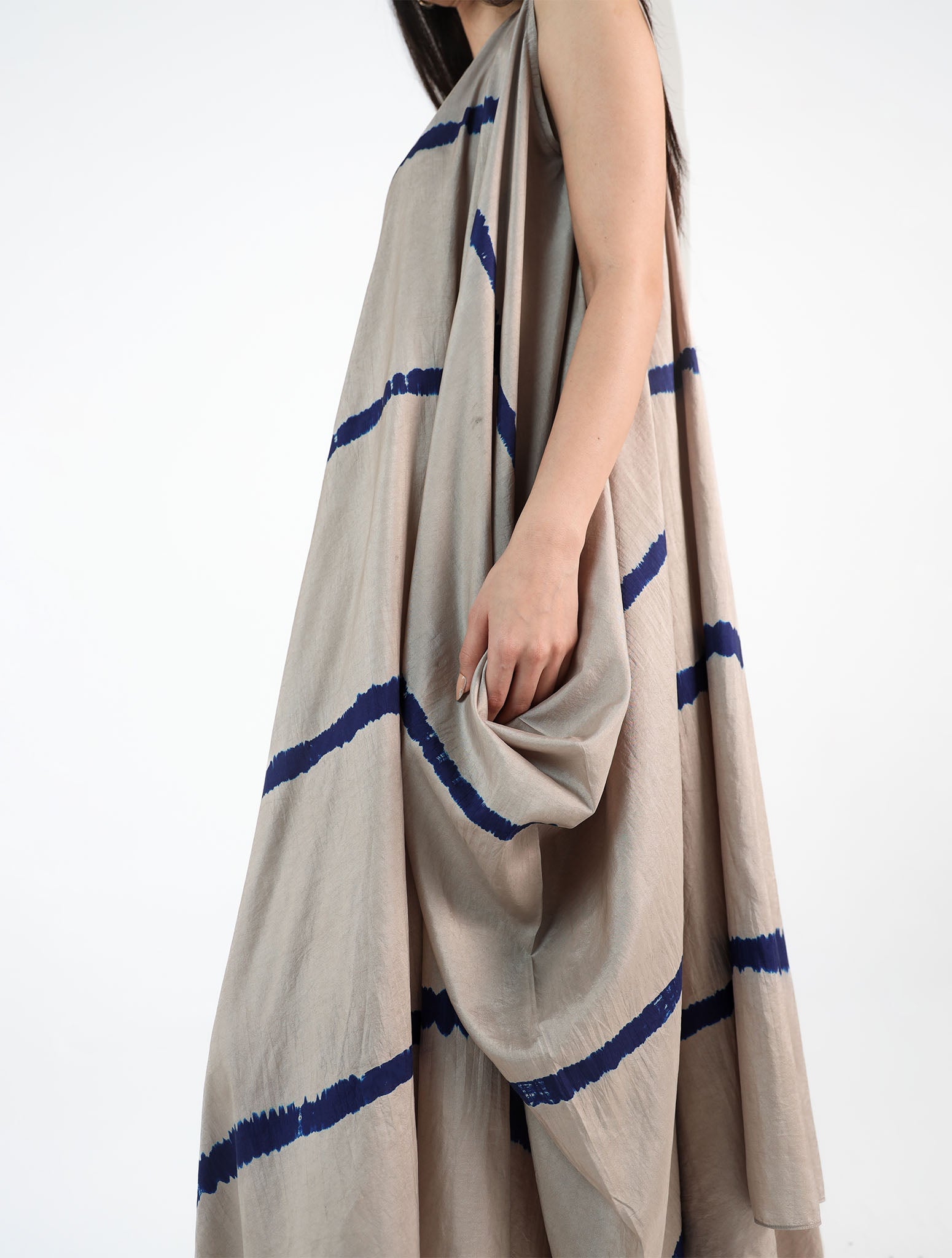 Silver Leheriya Silk Dress