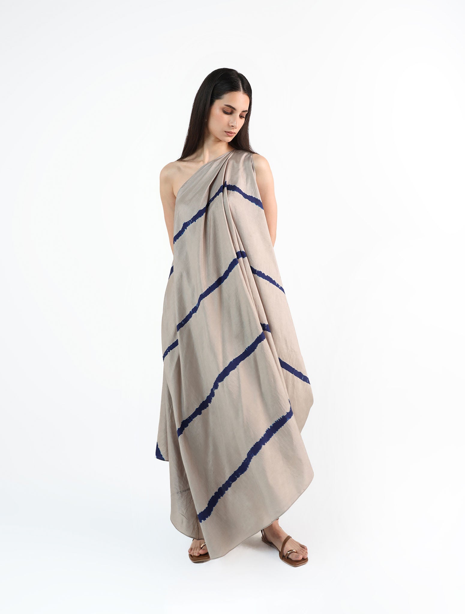 Silver Leheriya Silk Dress